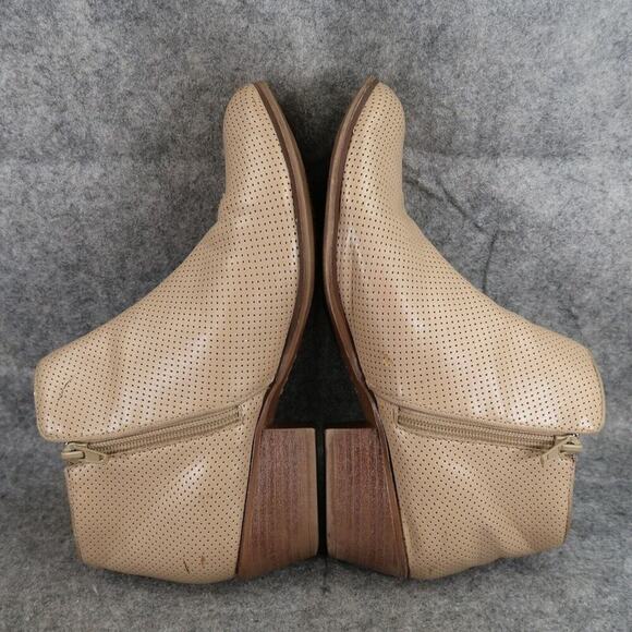 Espirit Shoes Womens 9 Booties Fashion Block Heel Perforated Double Zip Tara Tan - Picture 10 of 15